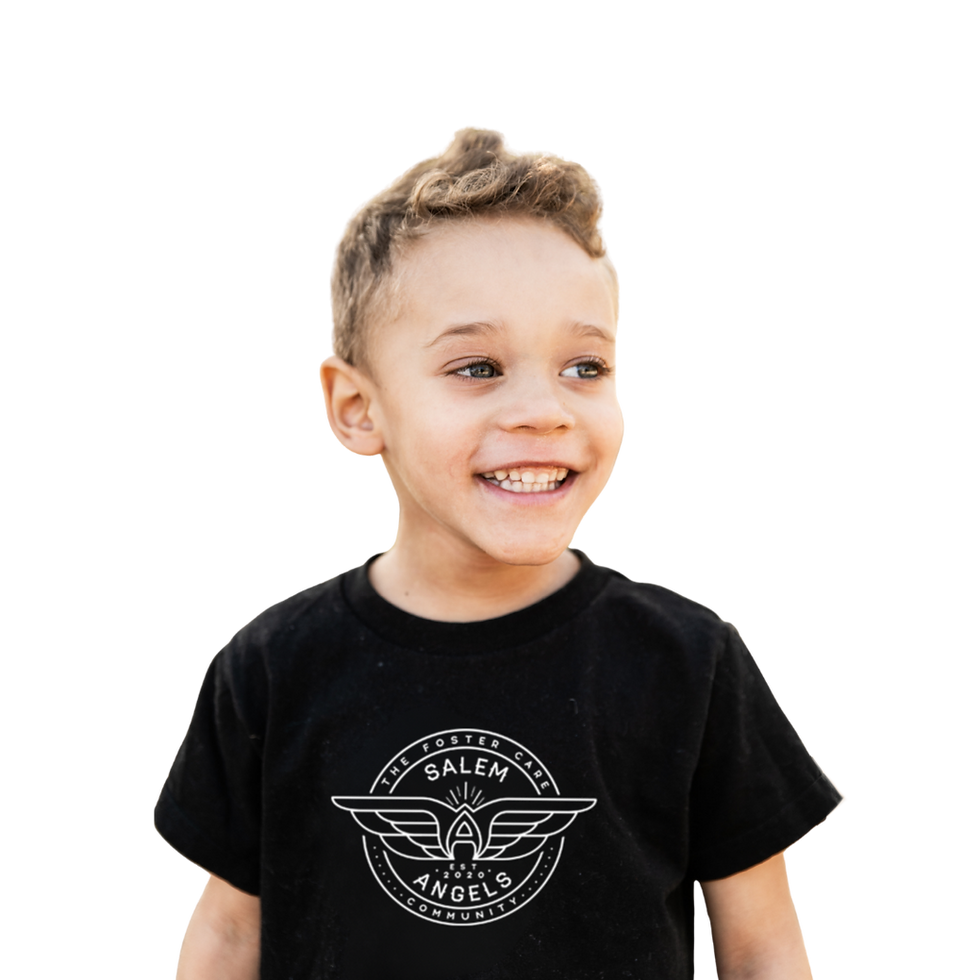 Small boy wearing Salem Angels shirt.